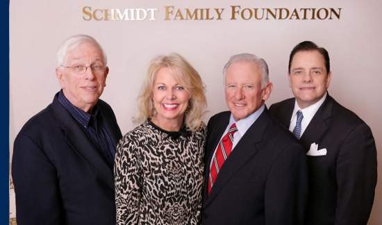 Left to right: Raymond Webb, Barbara Schmidt, Richard L. Schmidt and JP Morgan Chase Bank